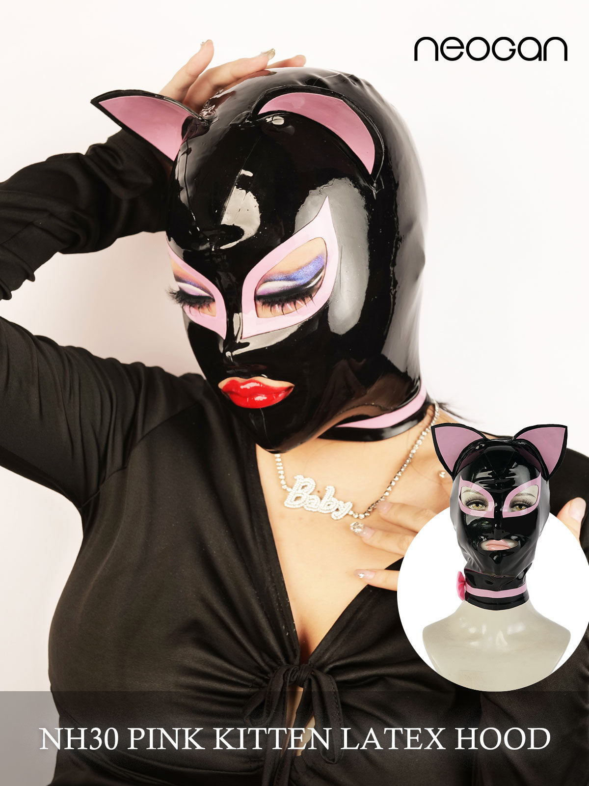 NEOGAN | NH30 Pink Kitten Latex Hood - InTheMask by Moli's