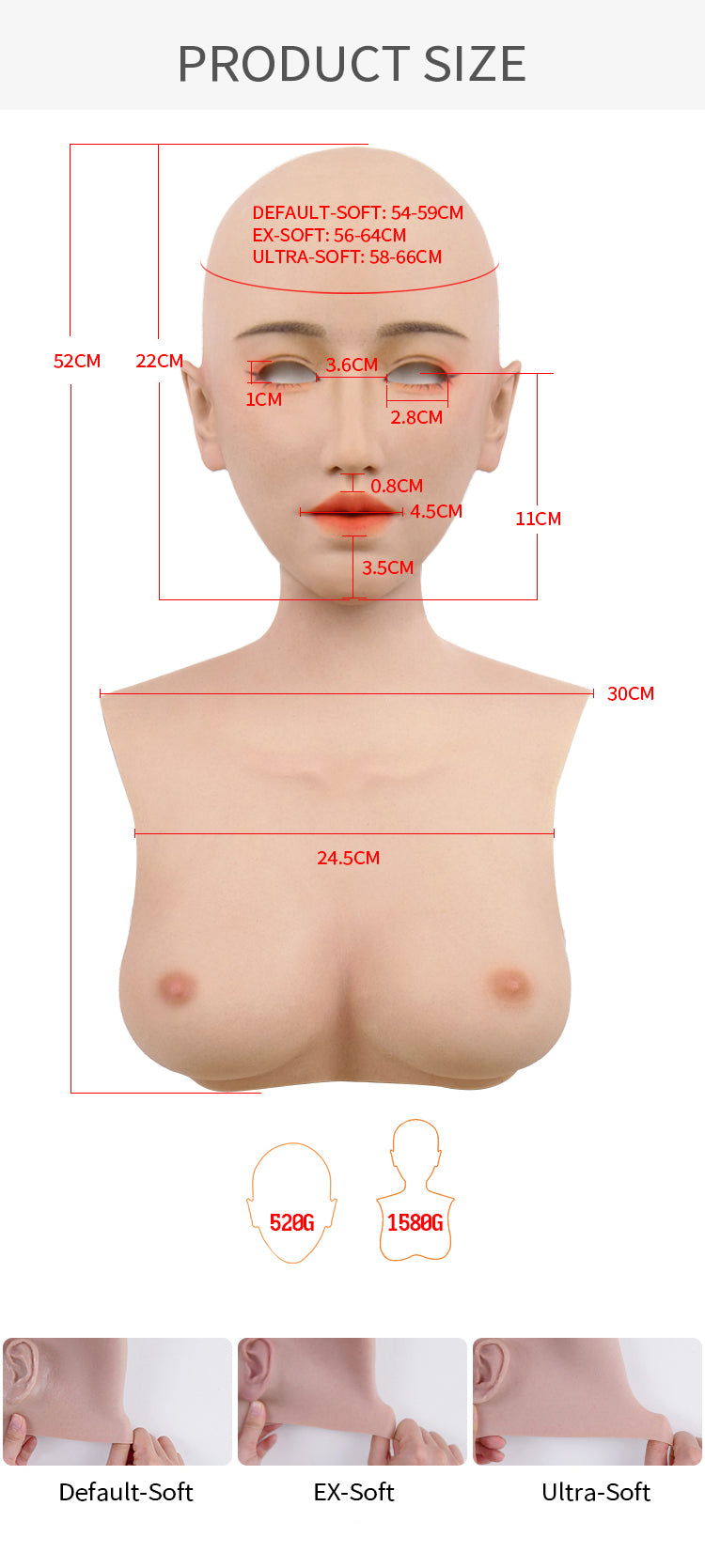 MoliFX | “Linglong” Taoyao Makeup | The Oriental Beauty Female Mask with Breasts C Cup X04C - InTheMask by Moli's