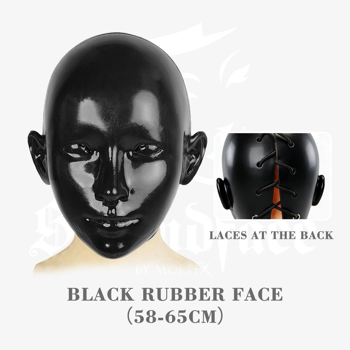Black silicone Obsidian mask from NEOGAN x SecondFace, a realistic rubber face mask by InTheMask by Moli's.