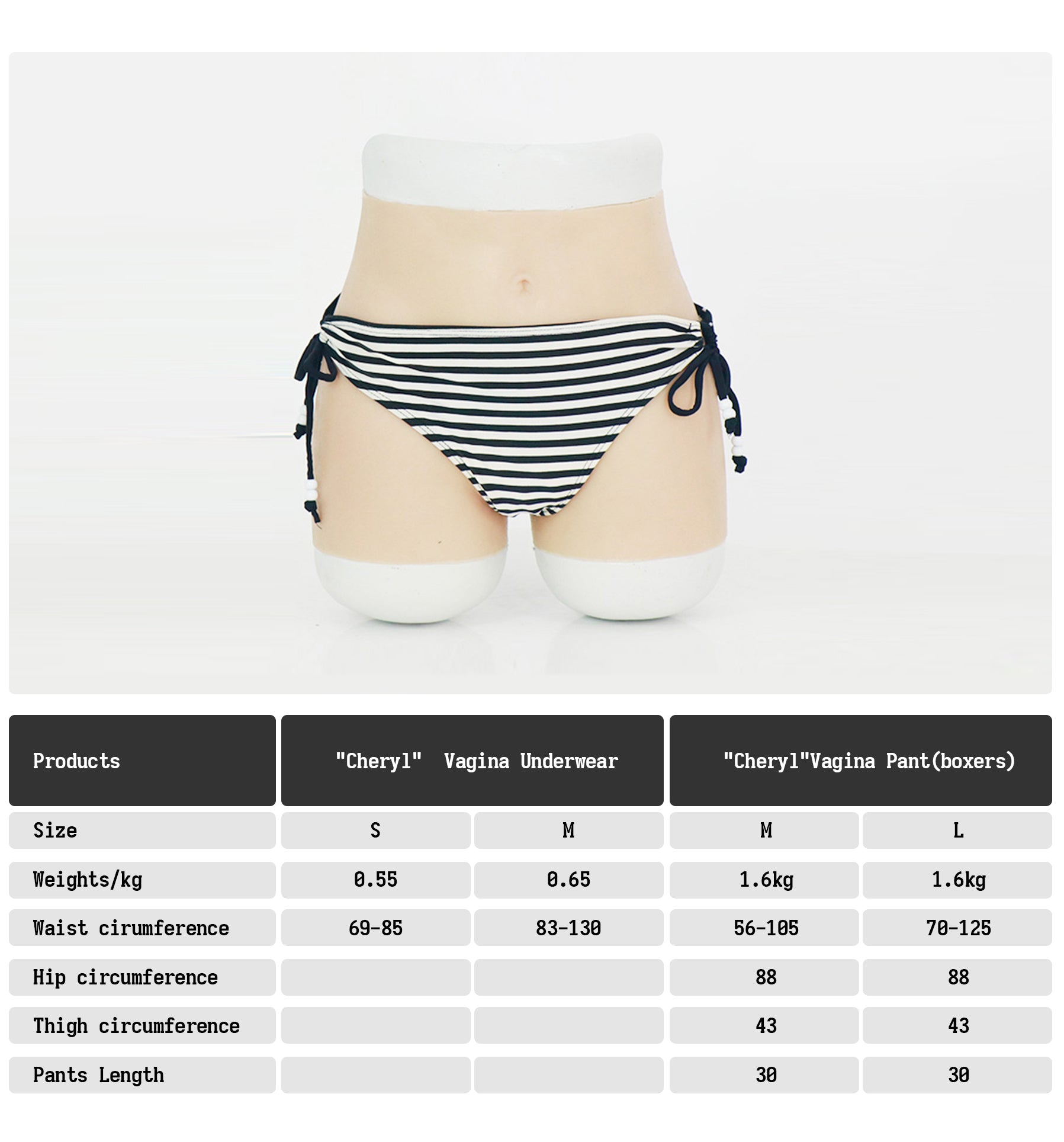 "Cheryl"Prosthetic Silicone Female Vagina Pant Penetrable with Tube - InTheMask by Moli's