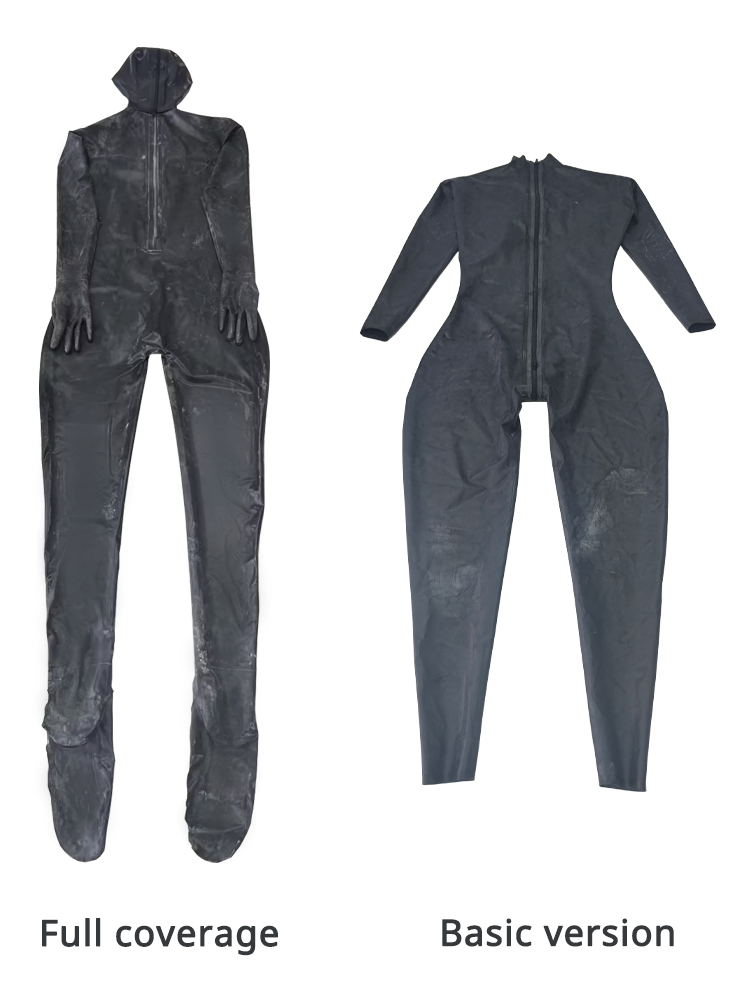 InTheMask by MOLIS NEOGAN NB10 100% custom fashion latex catsuit with back zipper, no feet, hands, or hood, in sleek black latex