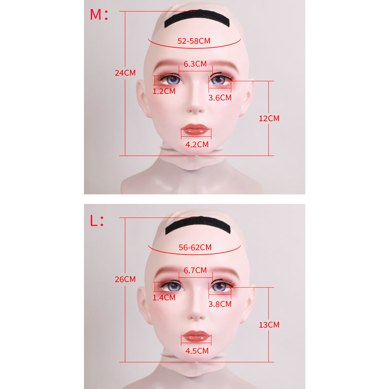 "Furgie" Female Doll Mask with Latex Hood and Optional Mouth Gag(Nude Latex) D01 - InTheMask by Moli's