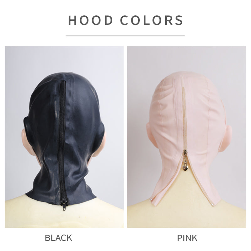 "Furgie" Female Doll Mask with Latex Hood and Optional Gag(Black Latex) D01 - InTheMask by Moli's