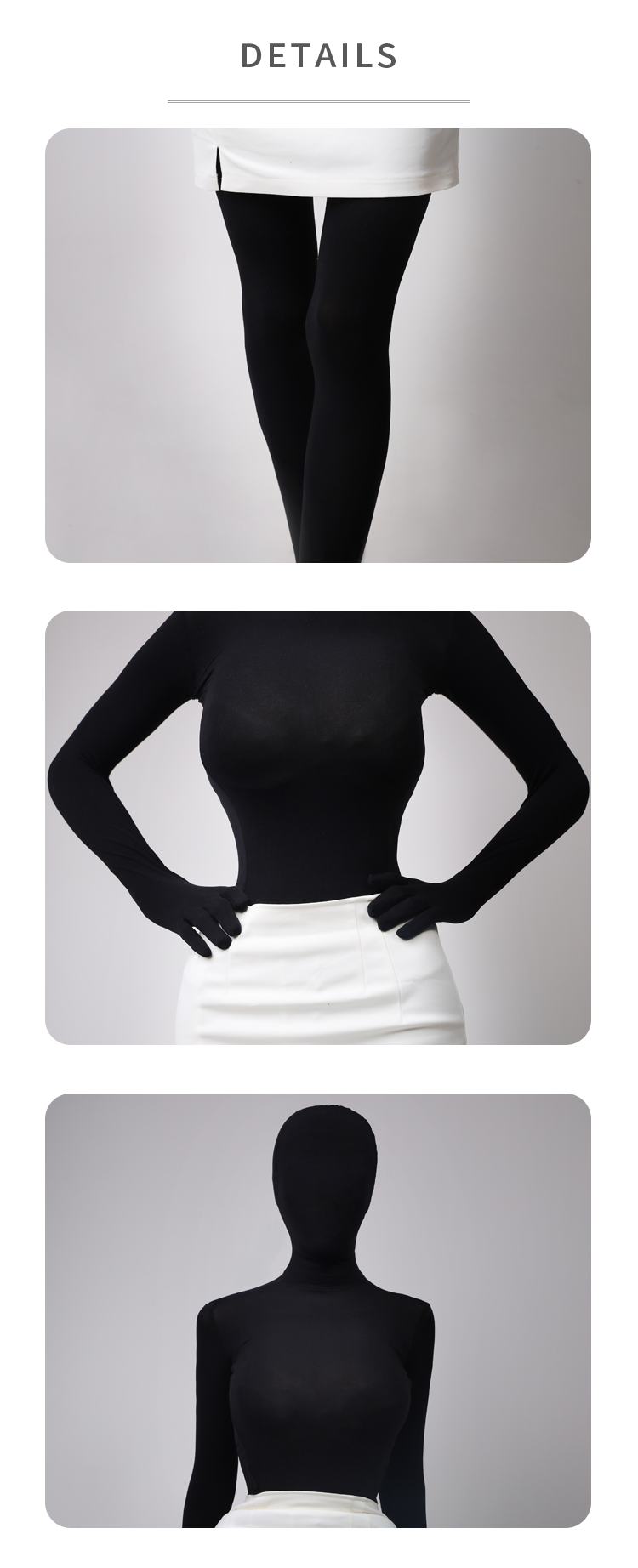 Black Velvet 80D Zentai suit from the CLASSIC Series by Molis Zentai, shown on a model with measurements 165-175cm, 86-110kg