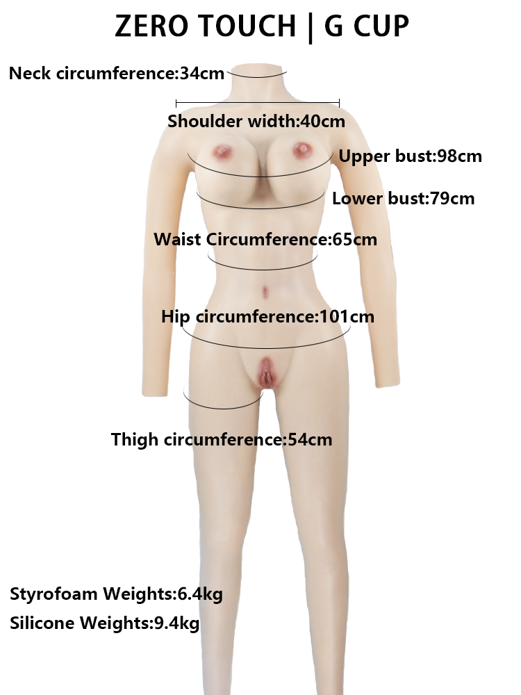 Zero Touch | Brand New Silicone Female Bodysuit with Arms and Padded Girdle G Cup - InTheMask by Moli's