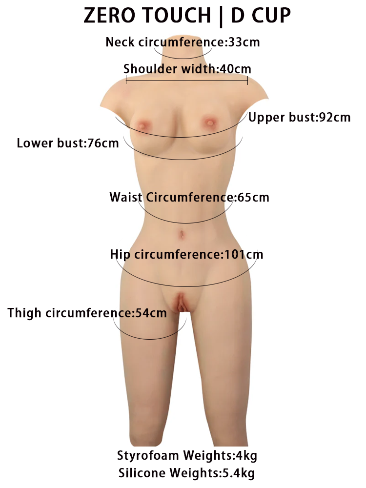 Zero Touch New "Petit" Brand New Silicone Female Bodysuit with Padded Girdle D Cup - InTheMask by Moli's