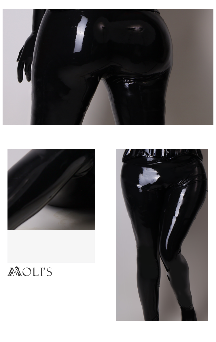 Shiny black latex pantyhose from NEOGAN NP10 by Inthemask, featuring smooth, glossy latex material and a close fit.