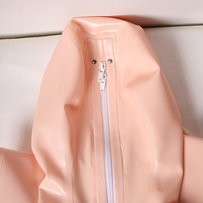 Inthemask by Moli's NEOGAN NN10 100% custom latex bodysuit, baby pink zentai catsuit with back zipper, no feet or hands.