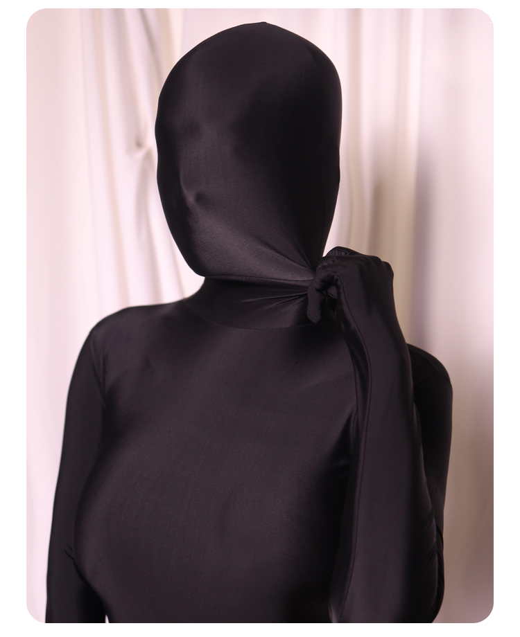 Black Molis Zentai skinsuit from the CLASSIC series, made of super spandex, designed for a sleek, form-fitting look.
