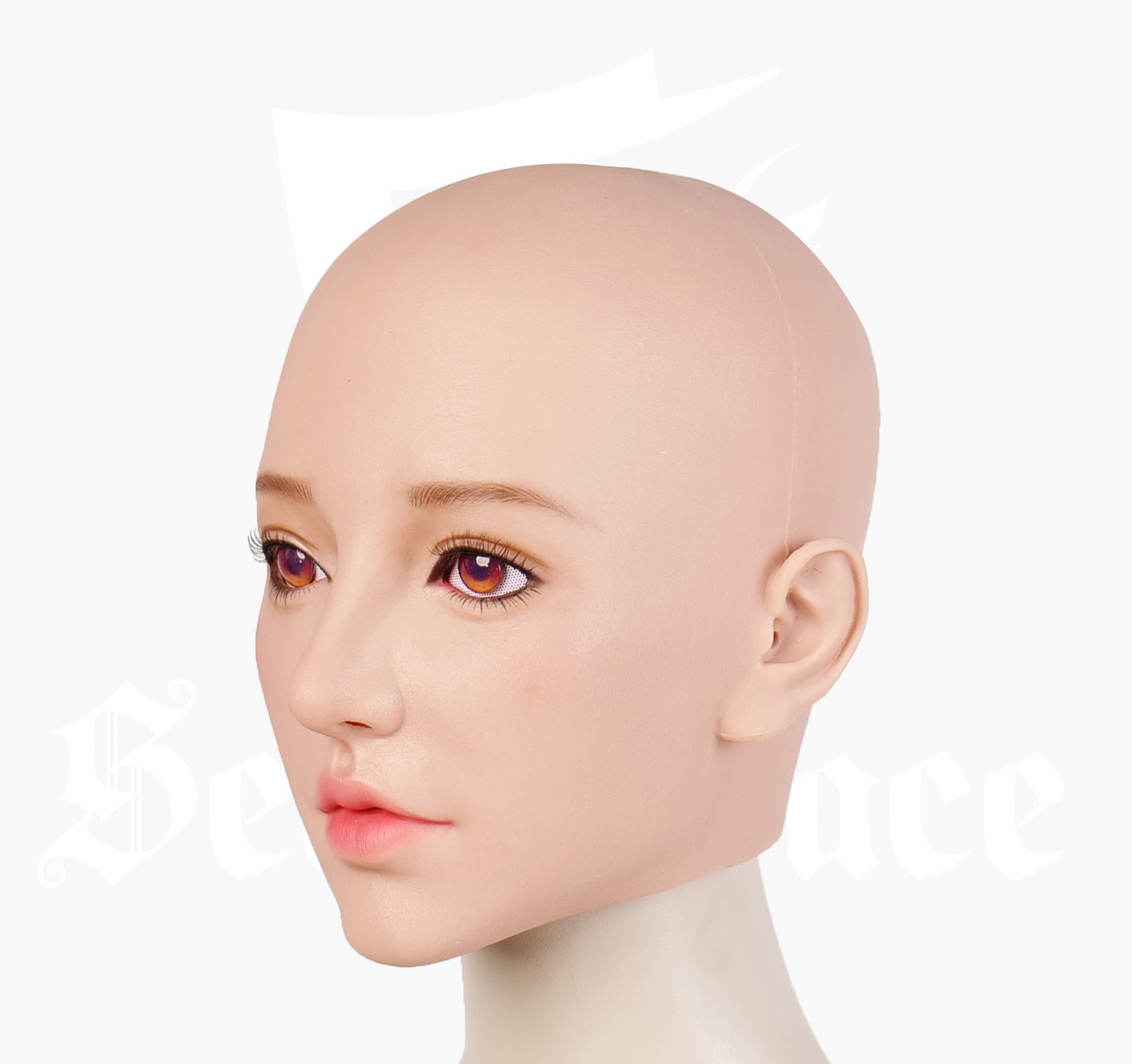 SecondFace MoliFX Acedia The Sloth female mask with microporous eyes, lace-up back, part of The 7 Deadly Sins collection, in natural makeup style.