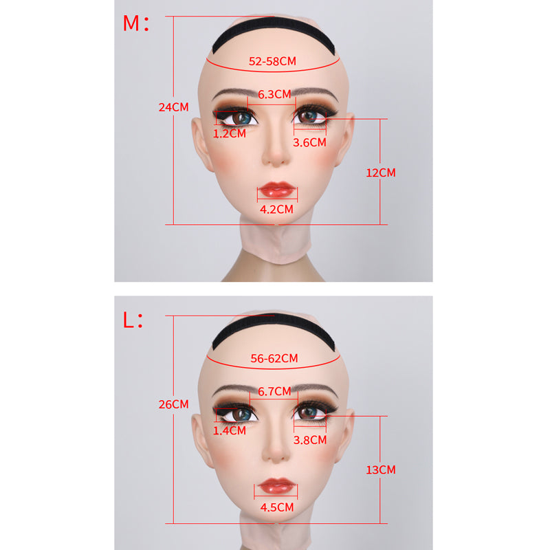 Pink latex gagged female doll mask by InTheMask by MOLIS, featuring detailed facial features and regular paint finish.