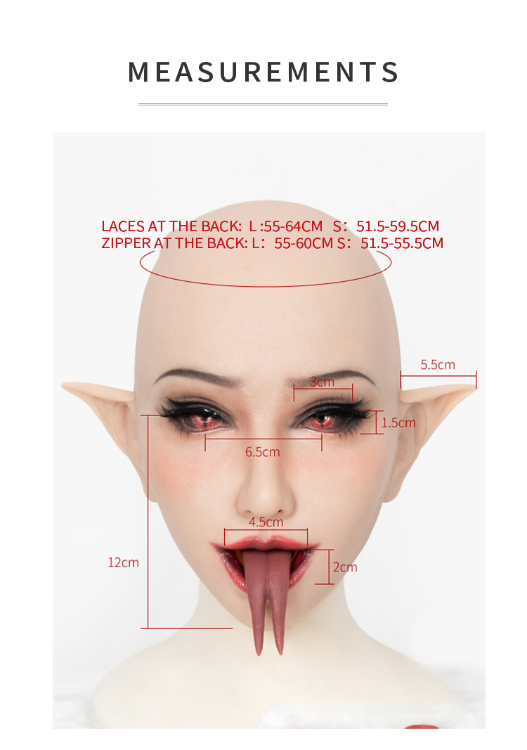 "Fantasy Succubus" with Fake Tongue Sheath Open Mouth The Silicone Female Mask - InTheMask by Moli's