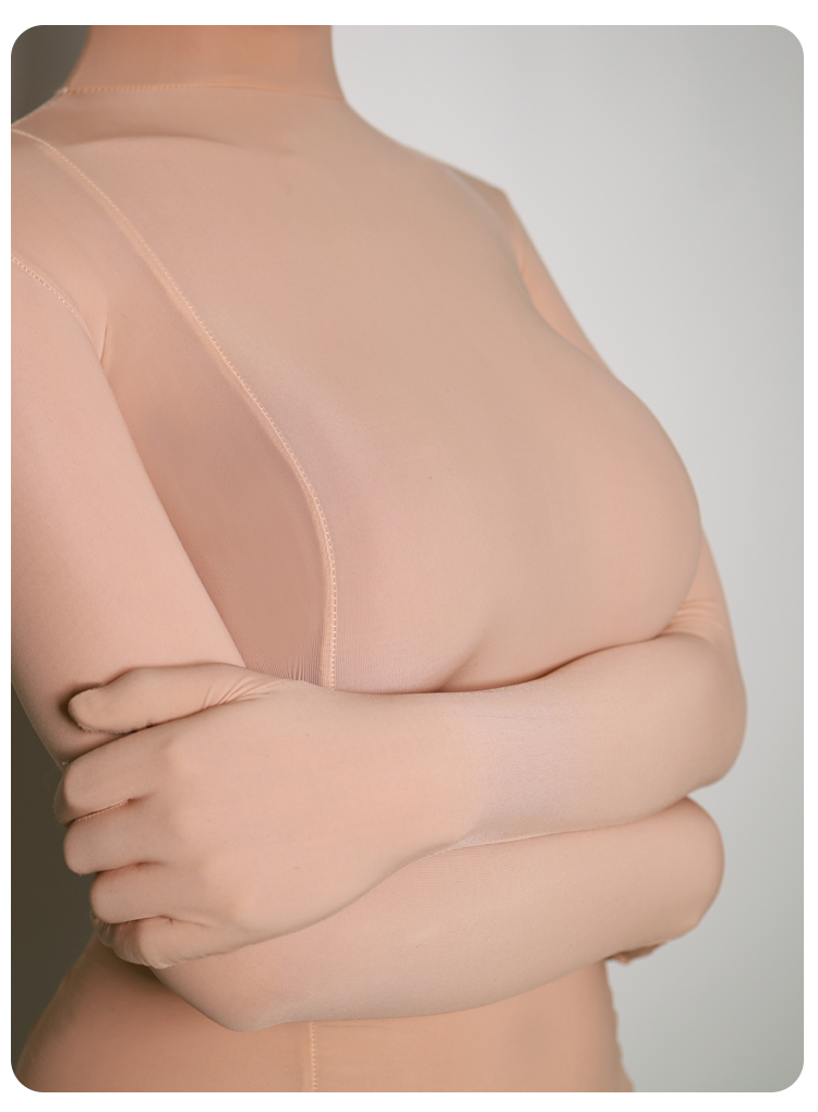 Molis Zentai TOUCH Series "Nudity" 40D skin-tight suit on male mannequin, showing full-body zentai costume with detailed fabric texture.