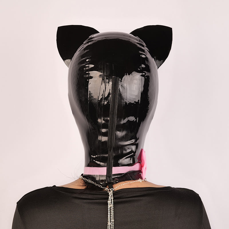Pink kitten latex hood from NEOGAN NH30 by Inthemask, featuring a sleek design with a snug fit and detailed latex texture.