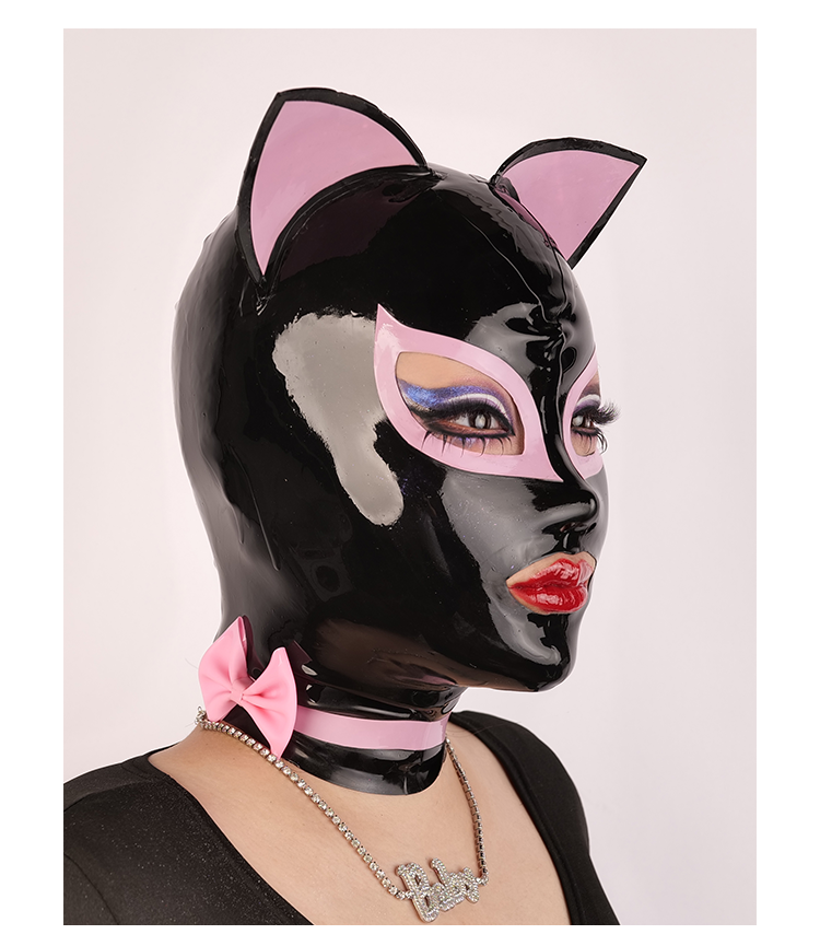 Pink kitten latex hood from NEOGAN NH30 by Inthemask by Moli's, featuring a snug fit and detailed ear design.