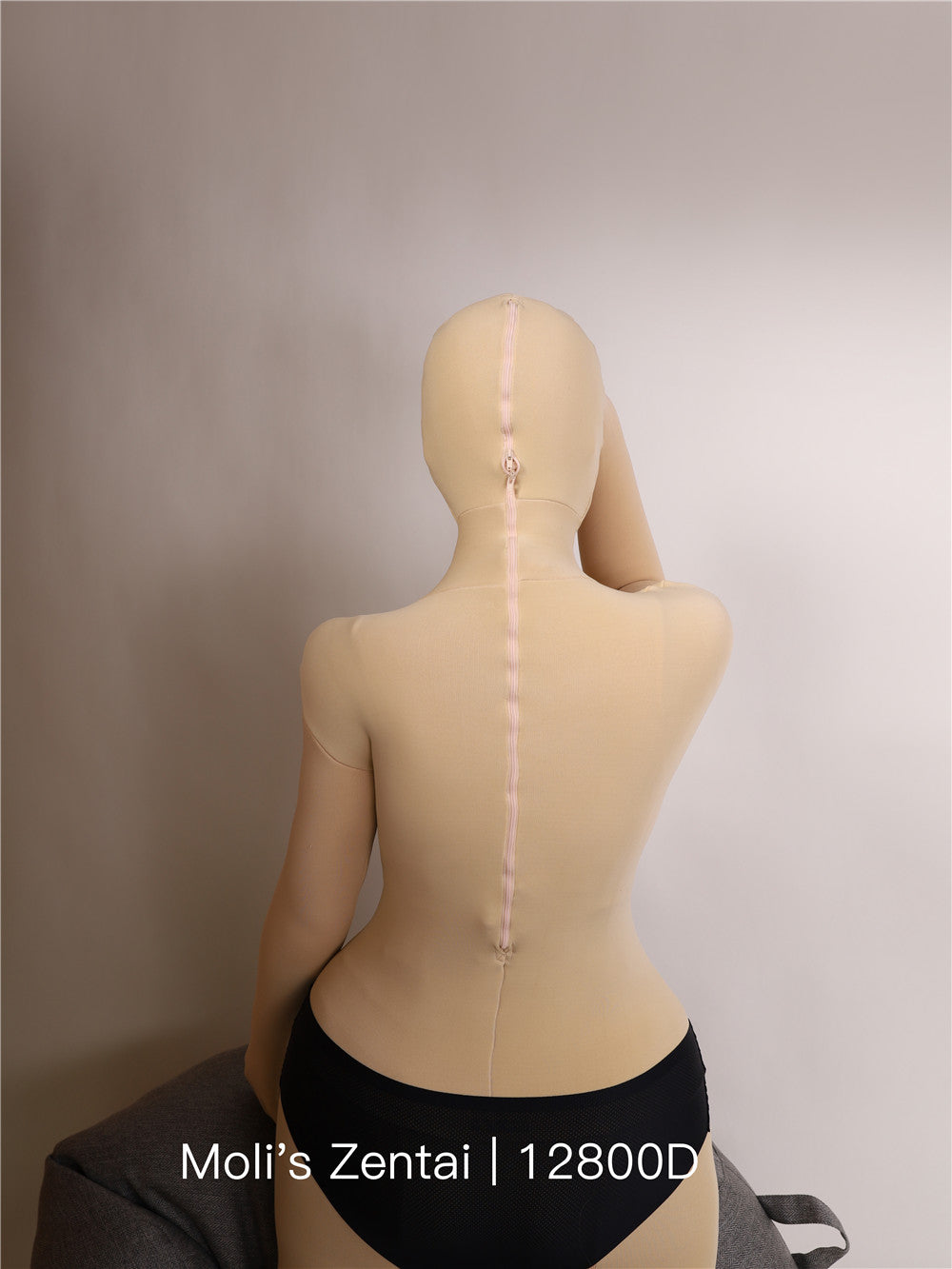 InTheMask Ultra+12800D beige skin tone Zentai suit by Molis Zentai, full-body spandex costume for adults, size L, 175-180cm.