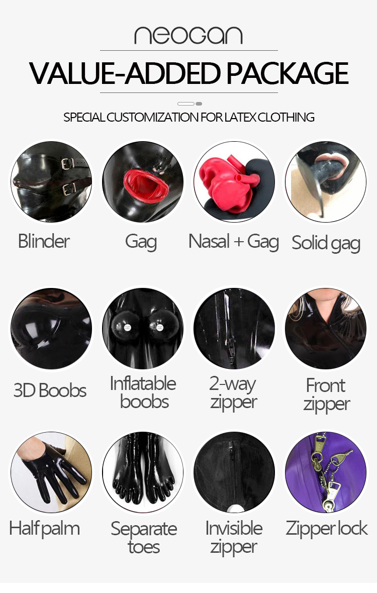 Value pack of latex suits for NEOGAN Latex Series by InTheMask, featuring multiple black latex suits for adult use.