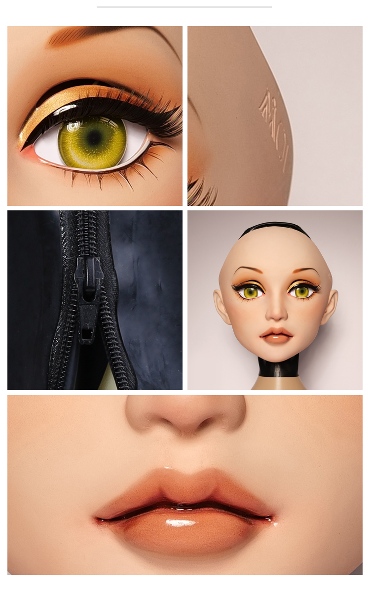 Neogan Parker female doll mask by Inthemask with pink latex hood, gag, and adjustable fit for immersive costume or role-play.