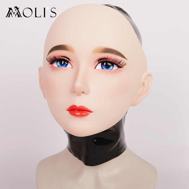 InTheMask MOLIS Furgie Limited Edition female doll mask with pink latex hood and special makeup, featuring gag and detailed facial design.