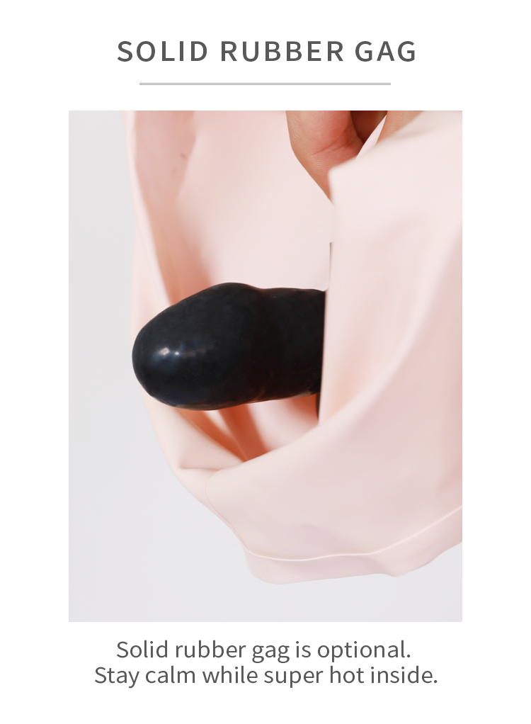 Inthemask by Moli's NEOGAN Kleopatra female doll mask with black latex hood and gag, featuring detailed facial features and adjustable fit