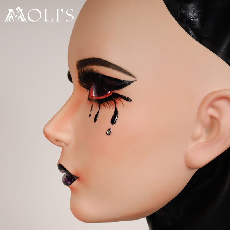 Delilah the Furgie female doll mask by InTheMask with gothic makeup, detailed face paint, and no latex hood.
