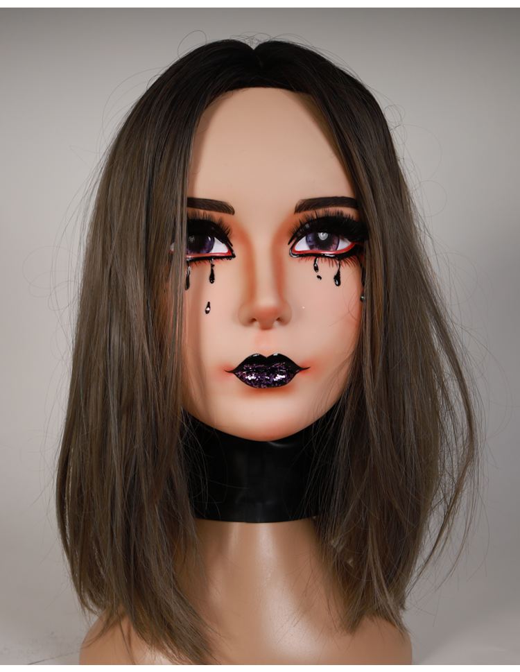 Delilah the Furgie female doll mask by InTheMask, gothic makeup with detailed face paint, without latex hood, size 56-62cm.