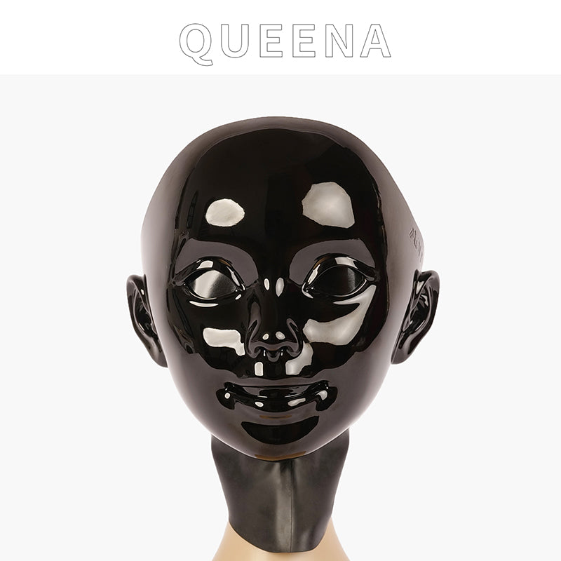 Dark Queena female doll mask by Inthemask, featuring latex hood and realistic eyes, with gag for cosplay or costume use.