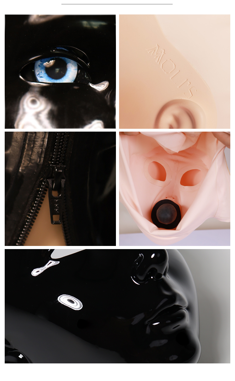 Furgie Dark Version female doll mask by InTheMask, featuring realistic eyes, optional gag, and eye vision-through pupils.