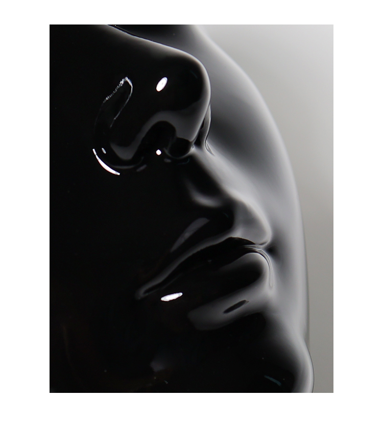 Furgie Dark Version female doll mask by InTheMask, featuring realistic eyes, dark skin tone, and optional gag, suitable for cosplay.