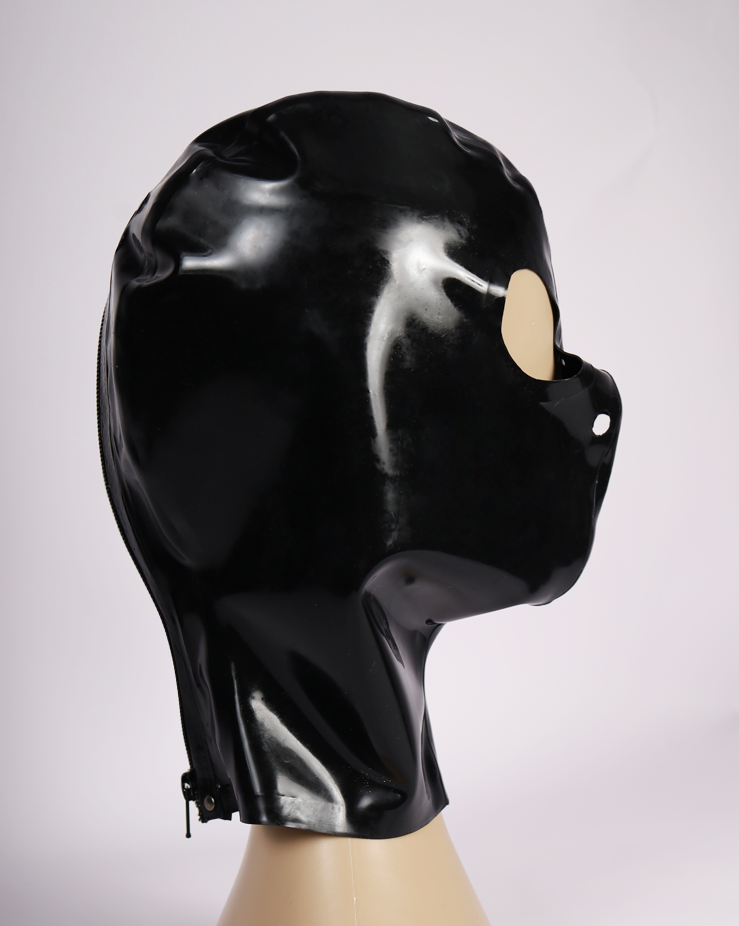 NEOGAN NH10 | Latex Hood with Gag/Eye Holes Black and Baby Pink - InTheMask by Moli's
