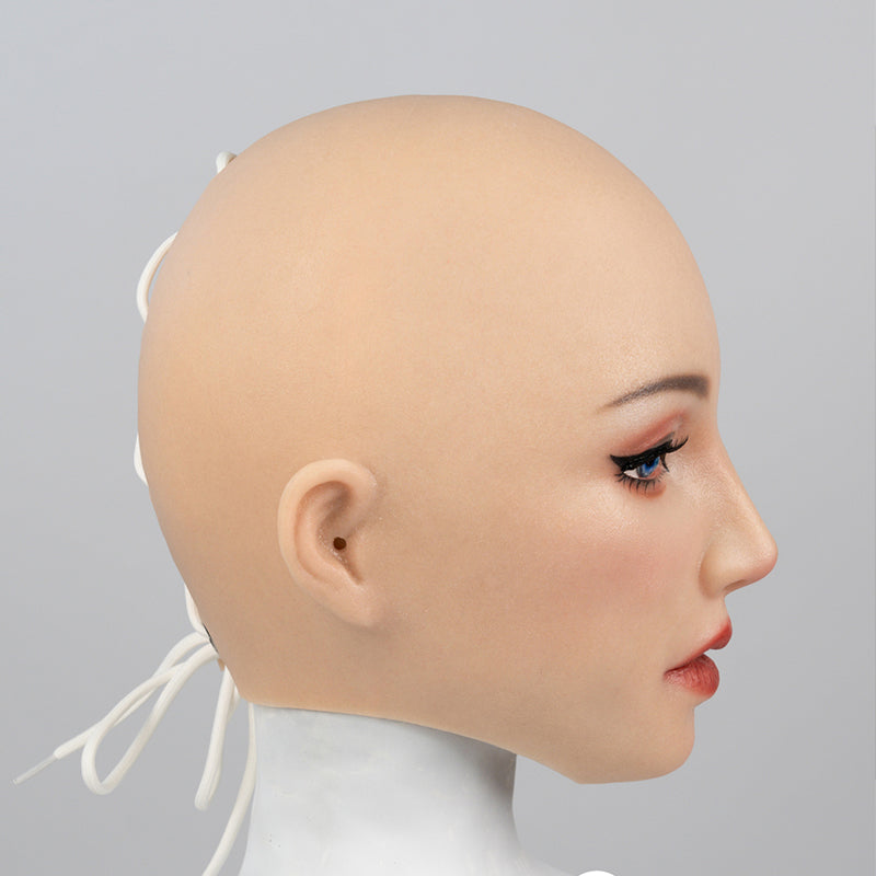 Inthemask by Moli's Yao M27G female mask from the goddess series, featuring open eye holes, punched eyebrows, and a zipper at the back.