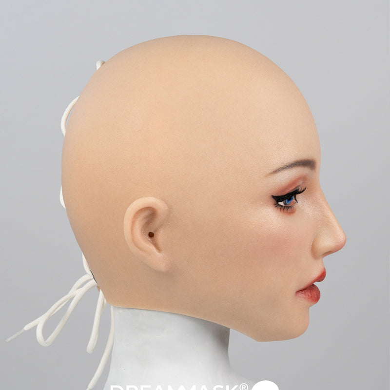 Inthemask by Moli's Yao M27M female makeup mask with open eyeholes, punched eyebrows, and zipper at the back.