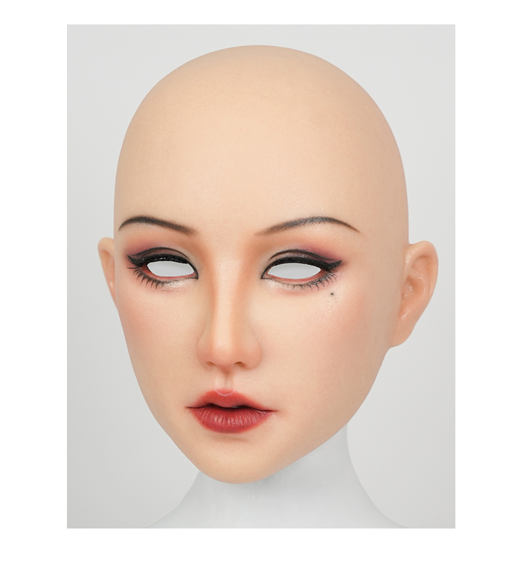 Yao M27M female mask from Inthemask by Moli's makeup series, featuring punched eyebrows, open eyeholes, and a zipper at the back.