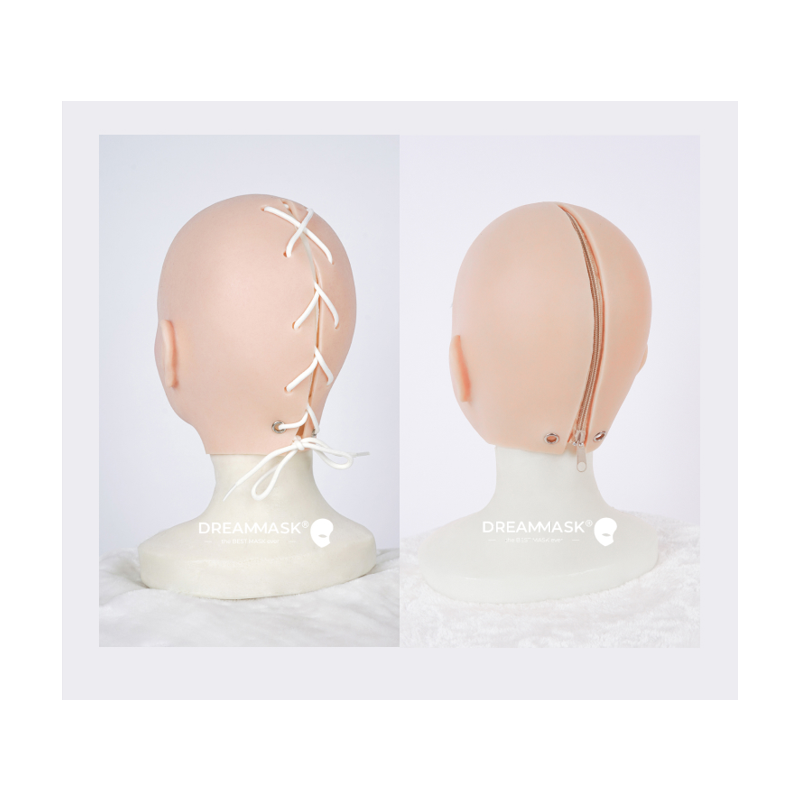 Inthemask by Moli's Yao M27M female makeup mask with open eyeholes, punched eyebrows, and a zipper at the back.