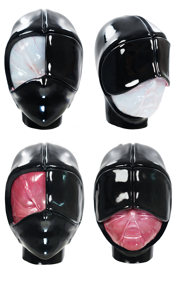 InTheMask by MOLIS M31 Rubber Maiden Series closed set desire mask, featuring a sleek black rubber design and eye openings.