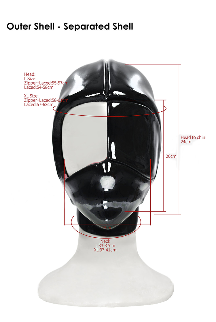 InTheMask by MOLIS Rubber Maiden Series closed set Desire mask with black rubber material and detailed design.