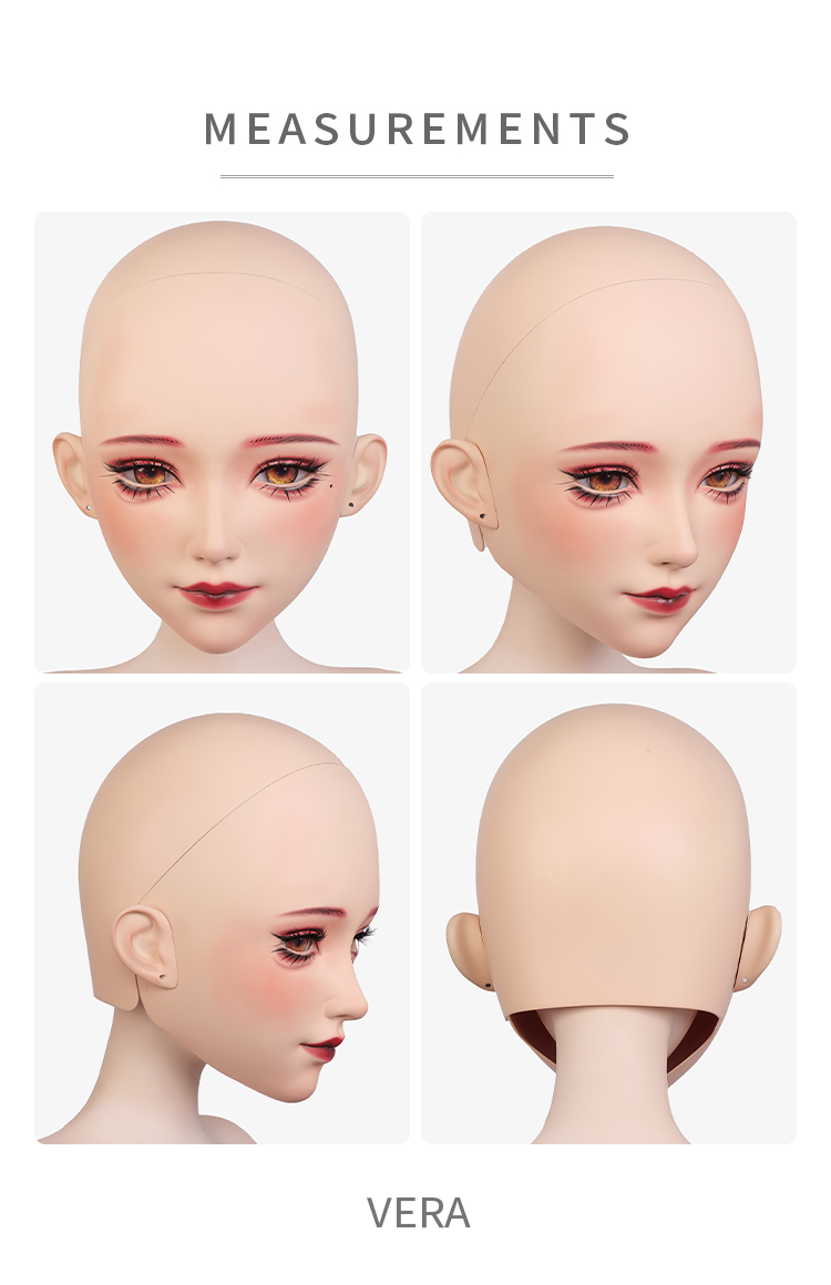Close-up of the "Muse" The Ear Locks Doll Mask by BlacKCat, showcasing detailed black and white makeup design on the InTheMask by MOLIS product.