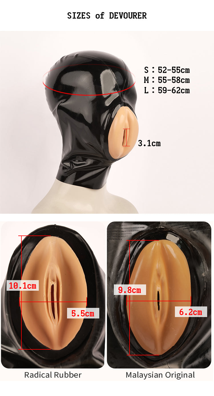 NEOGAN | „The Devourer“ Radical Rubber Latex-Maske mit künstlichem Muschimund und Mikroporen 