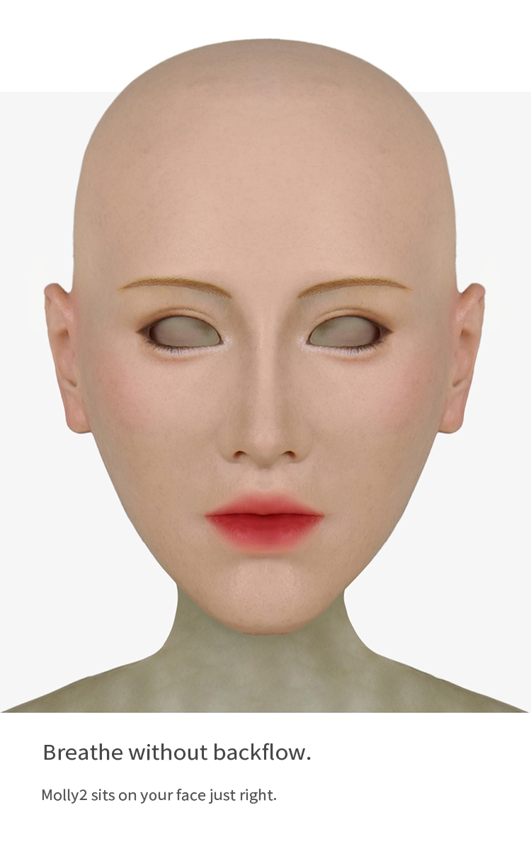 Close-up of InTheMask MOLIS Molly2 Shinjuku SFX silicone female mask with detailed facial features and realistic skin texture.