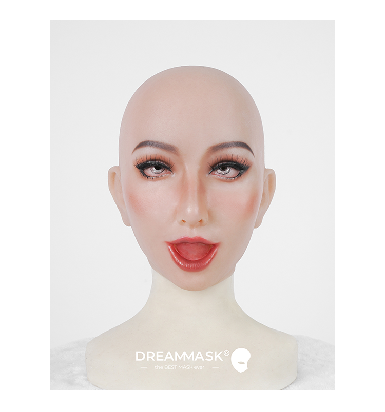 "Fantasy" with Fake Tongue Sheath Open Mouth The Silicone Female Mask by Dreammask Crossdresser