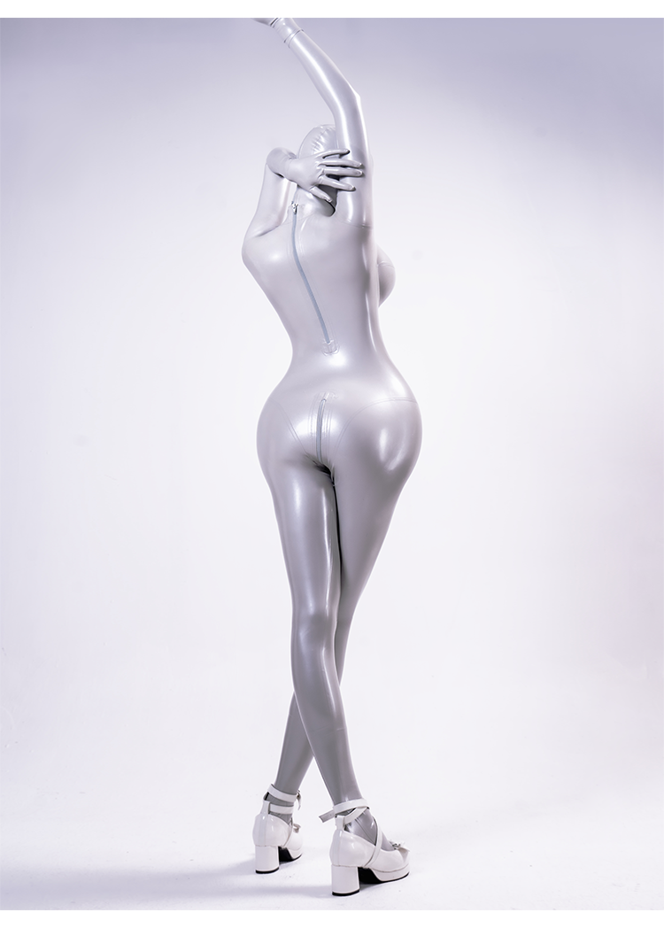 NEOGAN NS10 | Metallic Silver 100% Custom Fashion Latex Catsuit