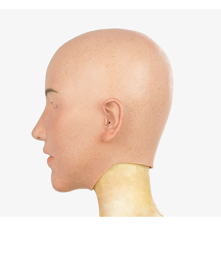 MoliFX Linglong Ningzhi Makeup female mask with C cup breasts, featuring realistic facial features and traditional oriental beauty details.
