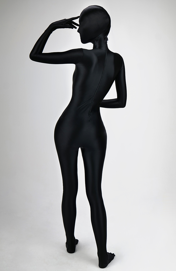 Dark glossy full catsuit zentai by InTheMask by MOLIS, featuring a sleek, high-shine finish and full-body fit.