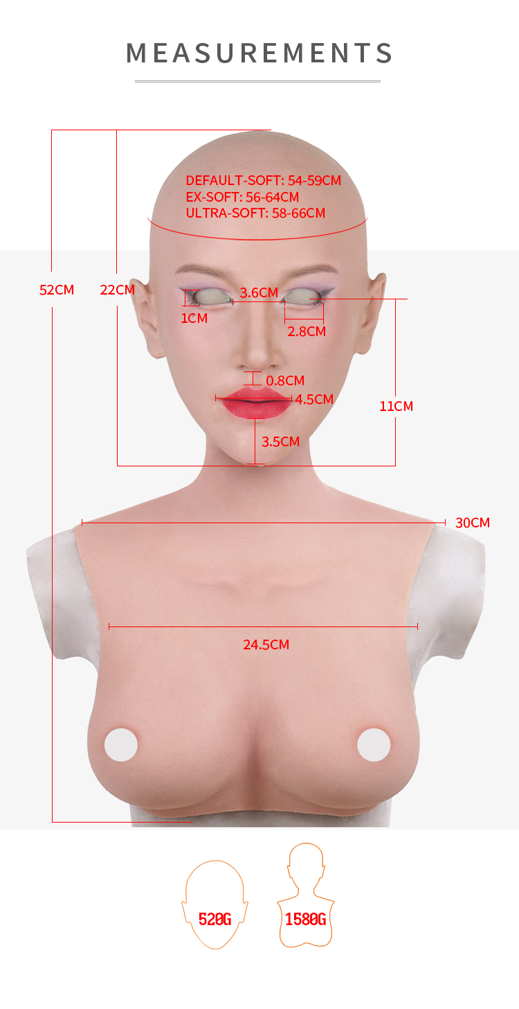 MoliFX Linglong LL06 makeup mask by InTheMask, featuring an oriental beauty female mask with C cup breasts, detailed facial features.