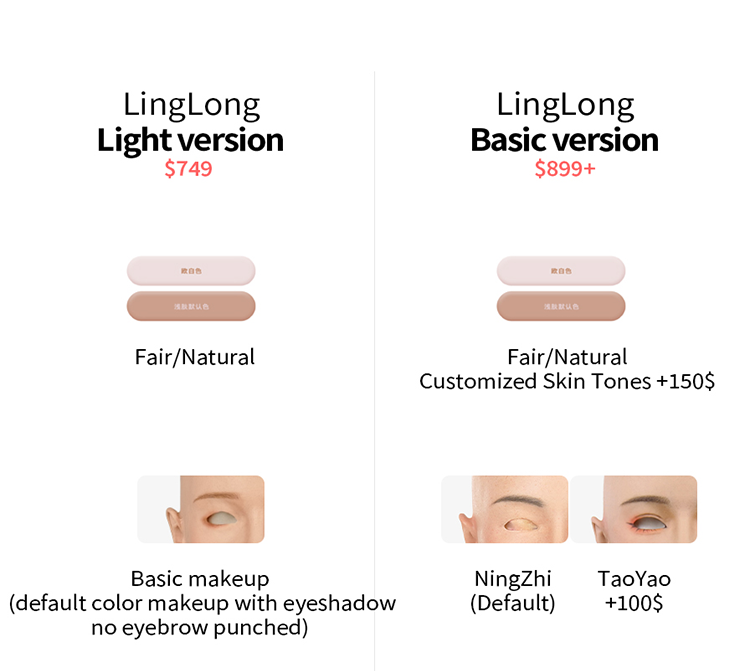 MoliFX Linglong Taoyao female makeup mask with realistic C cup breasts, detailed oriental beauty female mask by InTheMask by MOLIS