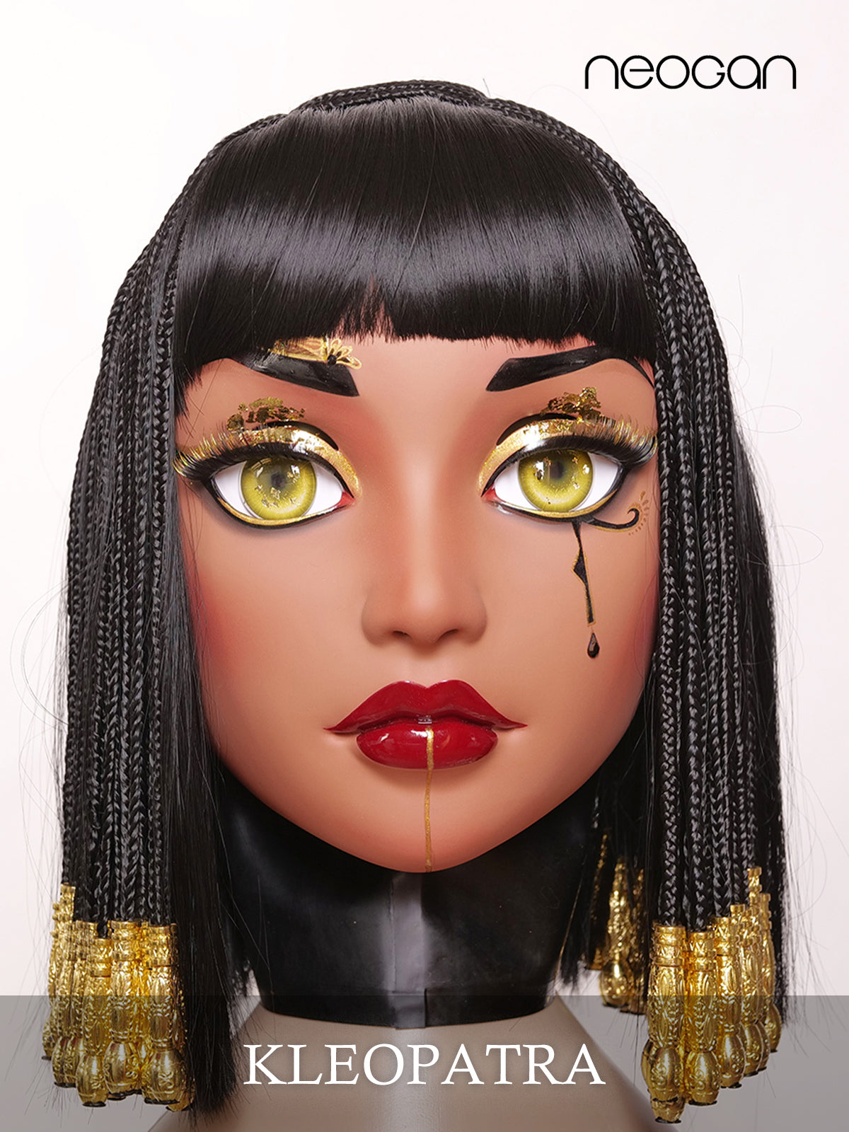 Neogan Kleopatra female doll mask by Inthemask, featuring latex hood and gag for costume or role-play.