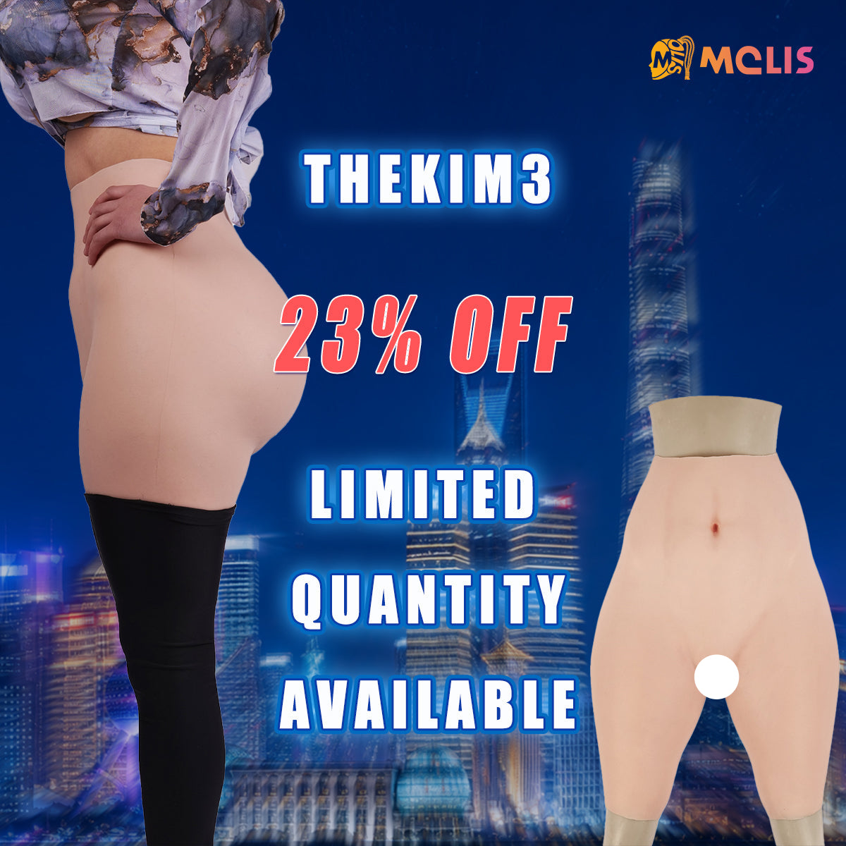 【Flash Sale 23% OFF】The Kim3 | Silicone Girdle Pant with Extreme Hip & Thigh Enhancement MoliFX XF01