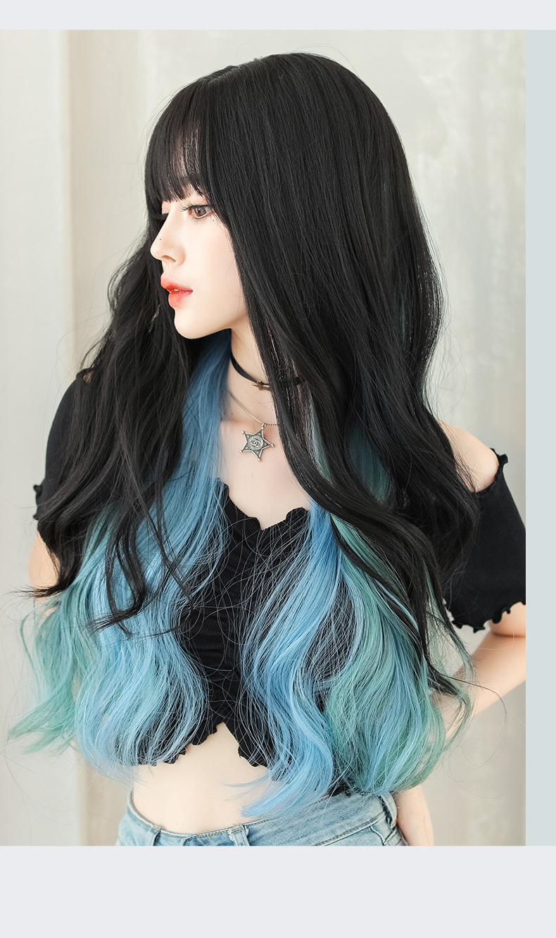 Moli’s Wigs Black&Blue 68cm Straight with Flush Bang
