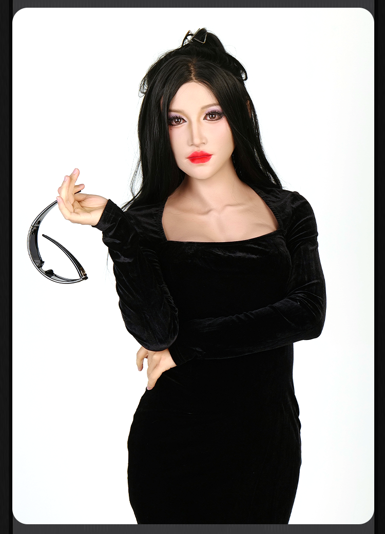 MoliFX Linglong LL06 Oriental Beauty female mask with breasts C cup, detailed makeup and realistic facial features.