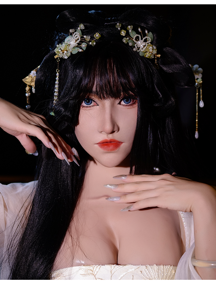 InTheMask MOLIS Linglong Taoyao makeup female mask with C cup breasts, detailed traditional Oriental beauty mask with intricate design